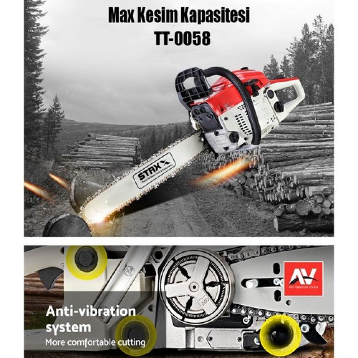 Staxx Power American Ağaç Odun Dal Kesme Makinesi Motorlu Benzinli Testere 58CC 5.9 Hp Yedek Zincir Hediye