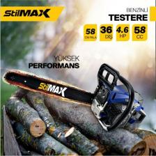 Stilmax Germany Sth-58 4.6 Hp Tam Professional Çift Egzoz Ağaç Motoru Motorlu Testere Hızar 58 cc