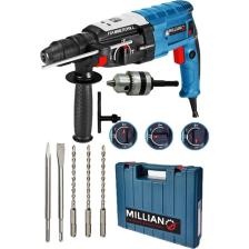 Millian Italyan 3200 W Bakir Sargili Kırıcı Delici Hiltı Matkap Metal Şanzumanlı + 5 Adet Uç Yedek Mandren