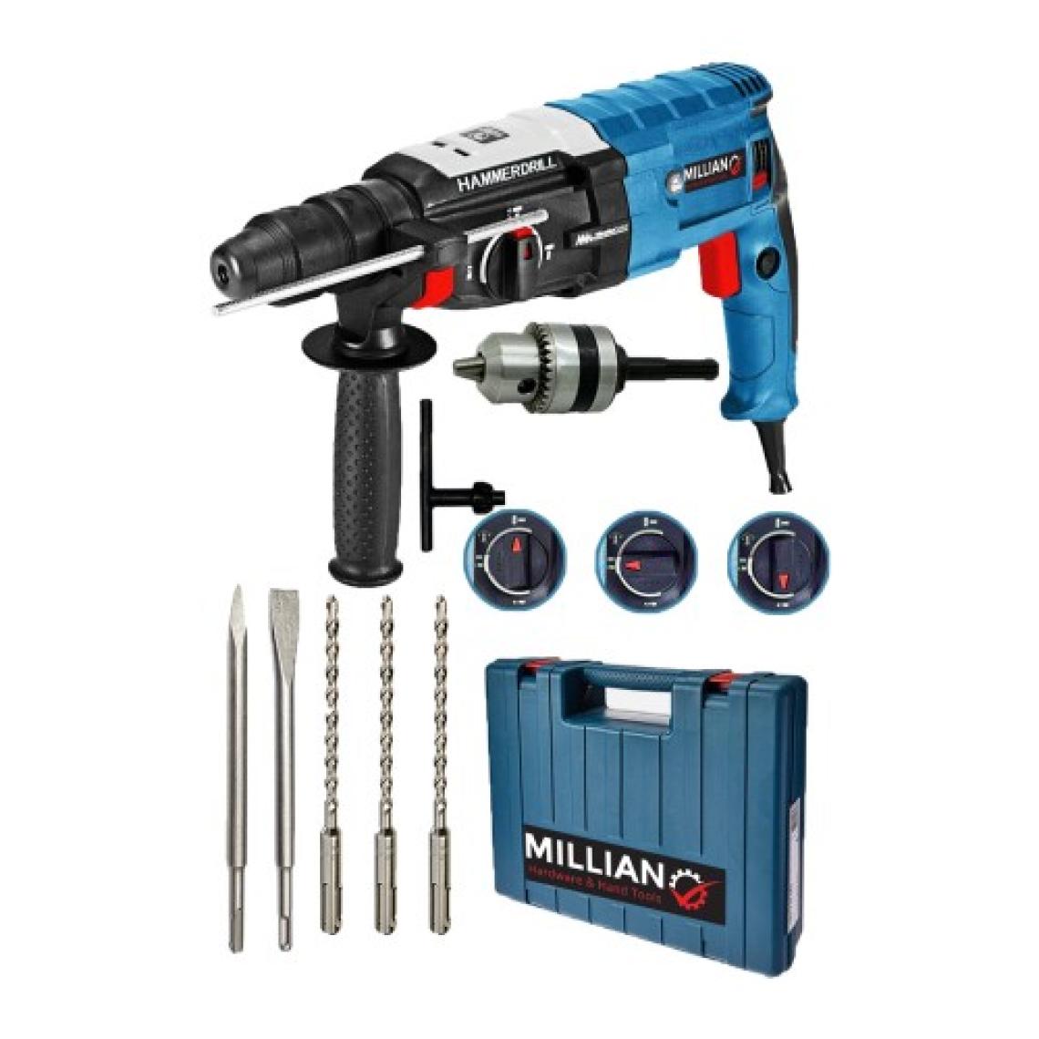 Millian İtalyan 3200W Kırıcı Delici Metal Dişli Sjs Şanzuman Hiltı Darbeli Matkap ve 5 Uç