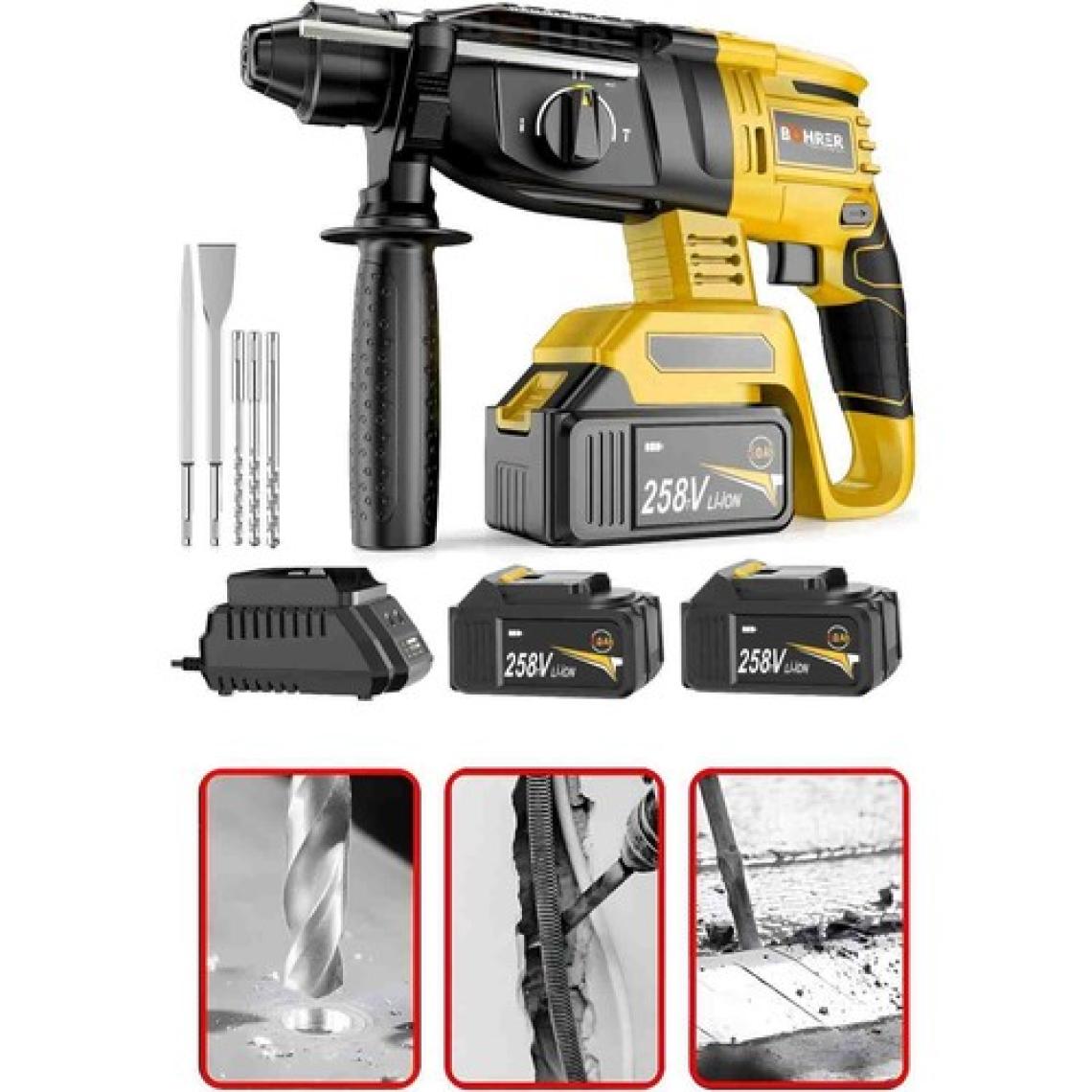 Böhrer Çift Akülü V258 5000MAH Darbeli 3 Fonksiyon Kırıcı Delici Hilti Matkap , Çekiçli Darbeliı Matkap