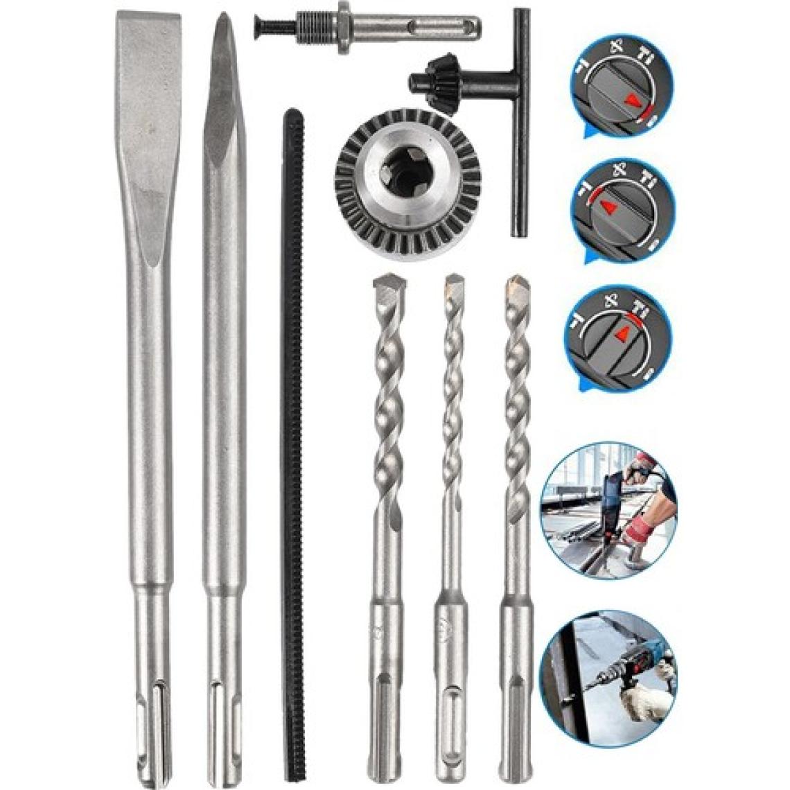 Stilmax 4000W 5.5j Bakir Sargı Kırıcı Delici Hiltı Matkap Metal Şanzumanlı ve 5 Adet Uç Yedek Mandren