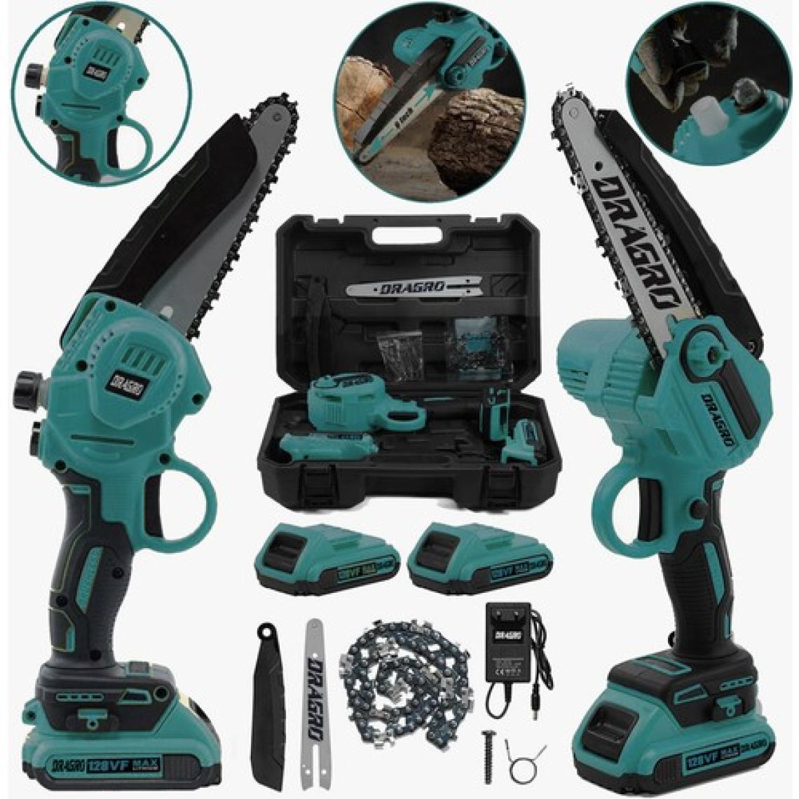 Dragro Alman 88 V 10 Ah Akülü Dal Kesme Budama Testere Makinesi Çift Akülü Çantali 20 cm Pala Pmp 8810 Yeşil