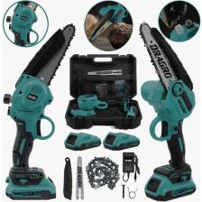 Dragro Alman 88 V 10 Ah Akülü Dal Kesme Budama Testere Makinesi Çift Akülü Çantali 20 cm Pala Pmp 8810 Yeşil