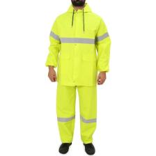 Kkdavm Yüksek Görünümlü Reflektörlü Dikişsiz Fermuarlı Yağmurluk Alt Üst Takım Pvc Su Geçirmez