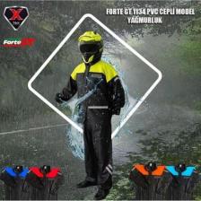 1134 Pvc Kurye Paketçi Yağmurluğu Takım Cepli Siyah-neon Sarı