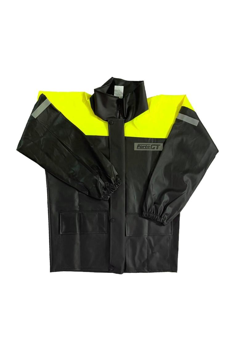 1134 Pvc Kurye Paketçi Yağmurluğu Takım Cepli Siyah-neon Sarı