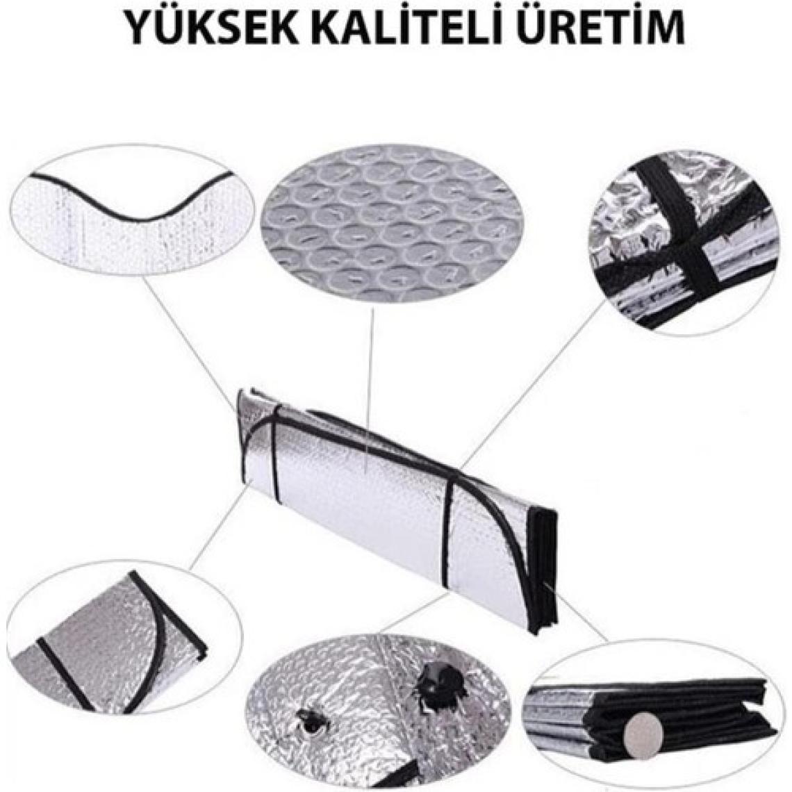 Ankaflex Güneşlik Araç Içi Ön Cam Vantuzlu Folyolu Katlanır Güneşten Koruyucu Perde 130 x 60 cm