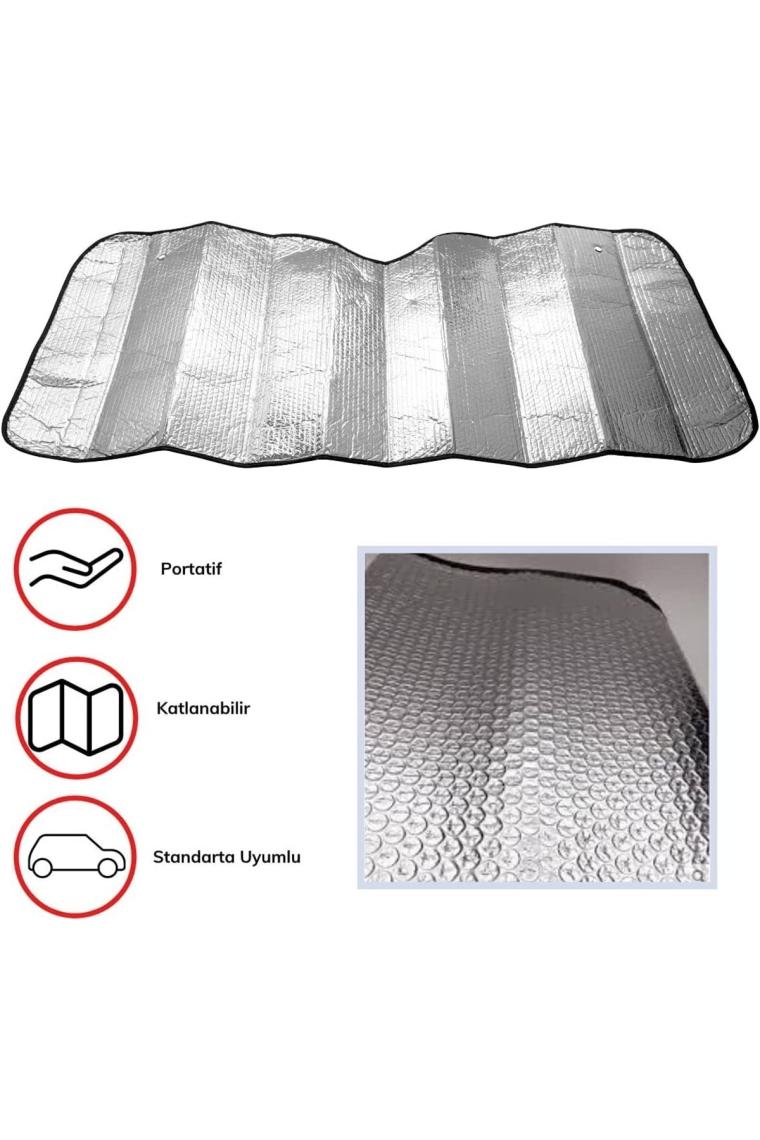 Luti Concept Oto Ön Cam Araba Güneşliği Katlanabilir Dışı Alüminyum Metalize Arası Balonlu Güneşlik 130X60CM
