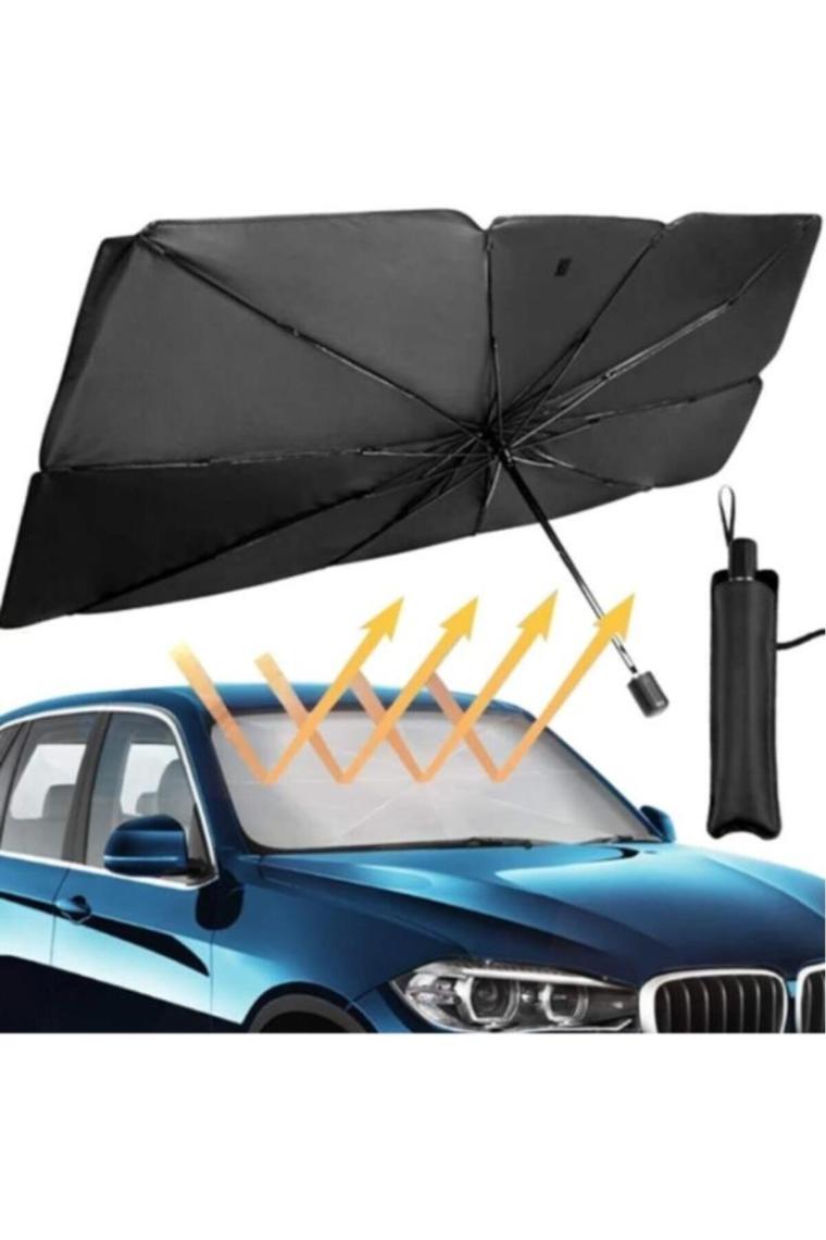 Ally Araba Güneş Gölge Koruyucu Şemsiye Oto Ön Cam Güneşlik(145cm*79cm) Siyah,gri