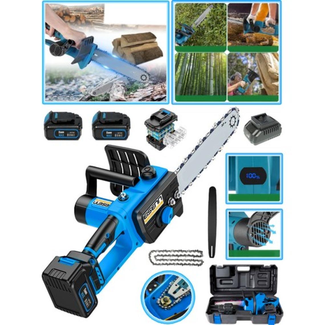 Eisenn Germany Bluer 32 cm E-3445 Bl Motor Yağ Pompalı Çift Akü 10 Pilli Dal Budama Testere Makinası