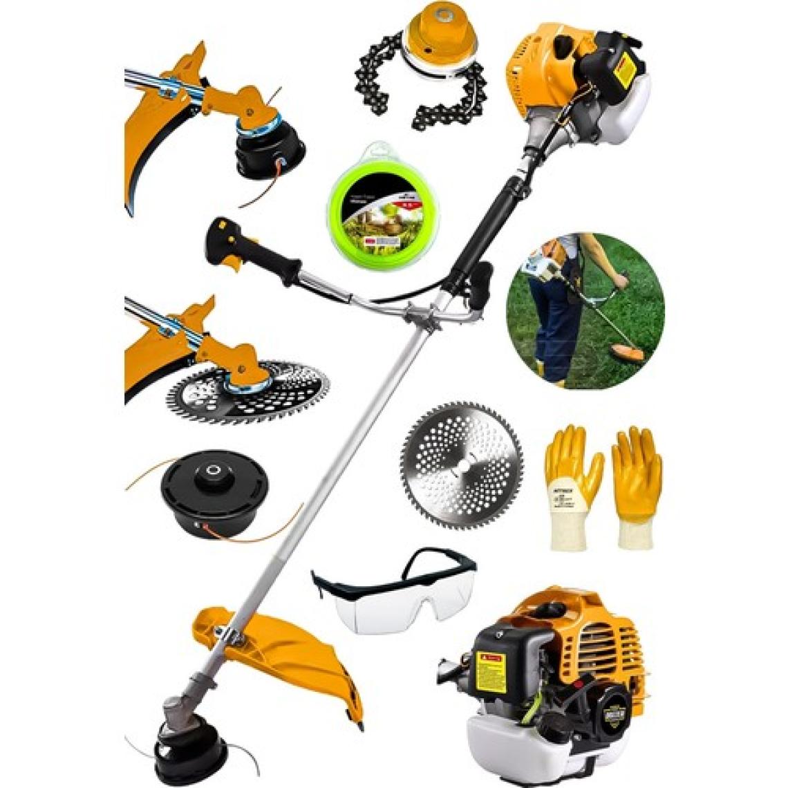 Dozzer Alman 14 Hp Tam Profesyonel Yan Tipi Benzinli Tırpan Ot Çalı Çim Biçme Makinesi + Canavar Başlık