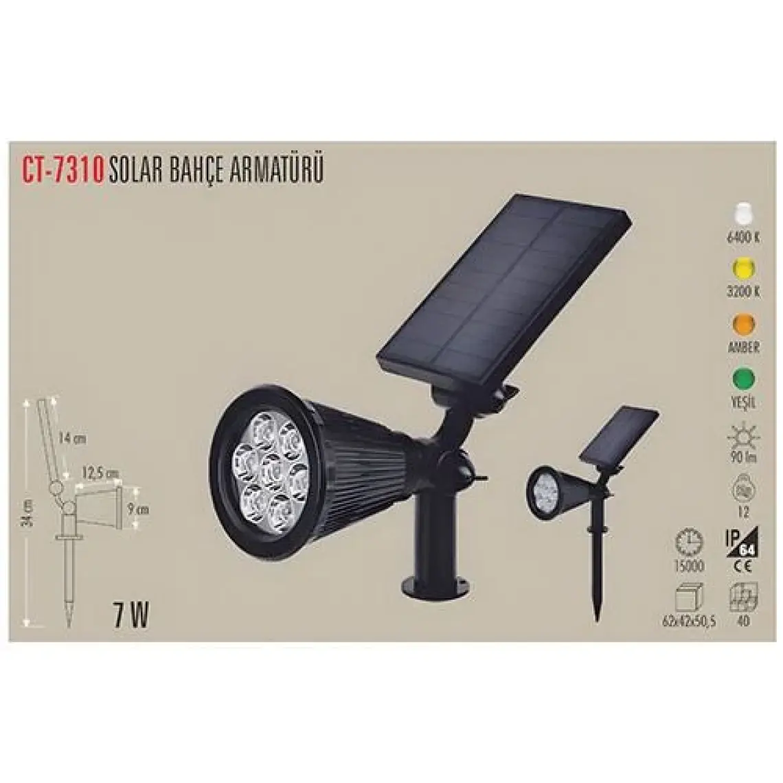 Cata Ct-7310 7W Solar Bahçe Armatürü Yeşil