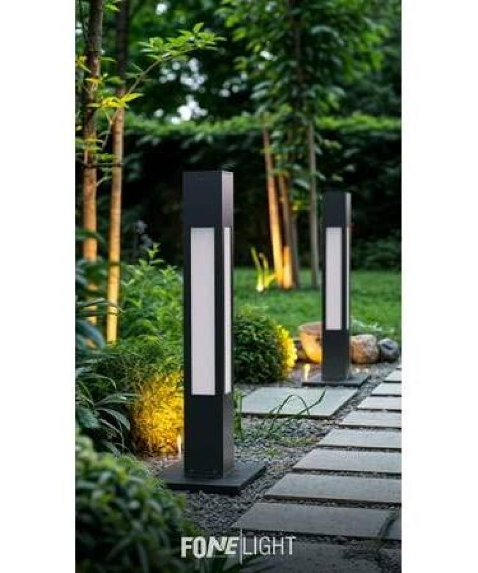 Luxera Alüminyum Pleksili Modern Bahçe Yürüyüş Yolu Aydınlatması Antrasit 75 cm