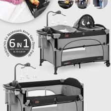 Bonte 2 6in1 Lüks Anne Yanı Oyun Parkı Park Yatak Xl 70x120 Cm Gri-siyah