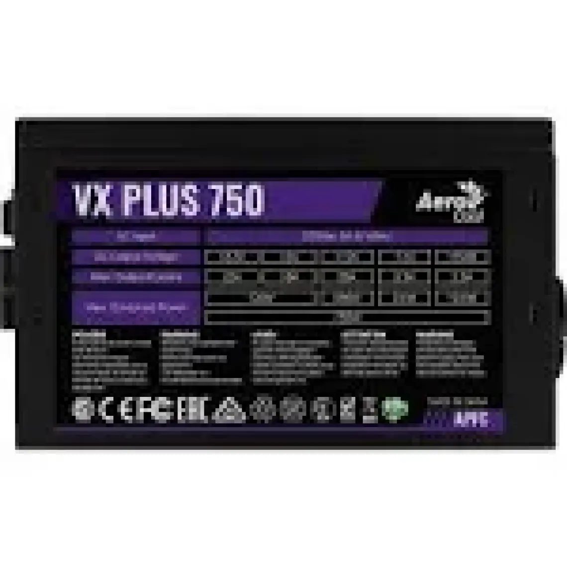 Aero Cool 750W VX PLUS Serisi Aktif PFC Güç Kaynağı (AE-VXP750)