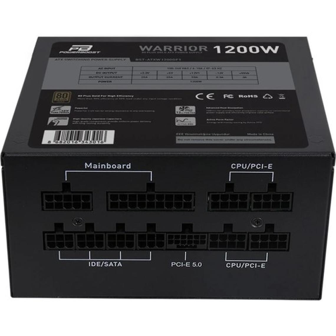 PowerBoost BST-ATX0850GF1 WARRIOR 850w 80+ GOLD PCI-E Gen 5.0 Full Modüler Fanlı ATX PSU
