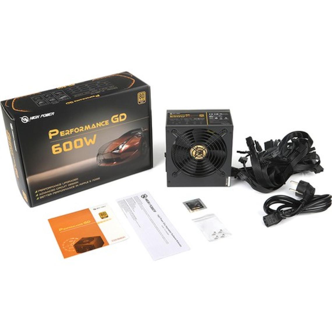High Power Performance GD 600W 80+ Gold 50A Single Rail Aktif PFC Siyah ATX Güç Kaynağı