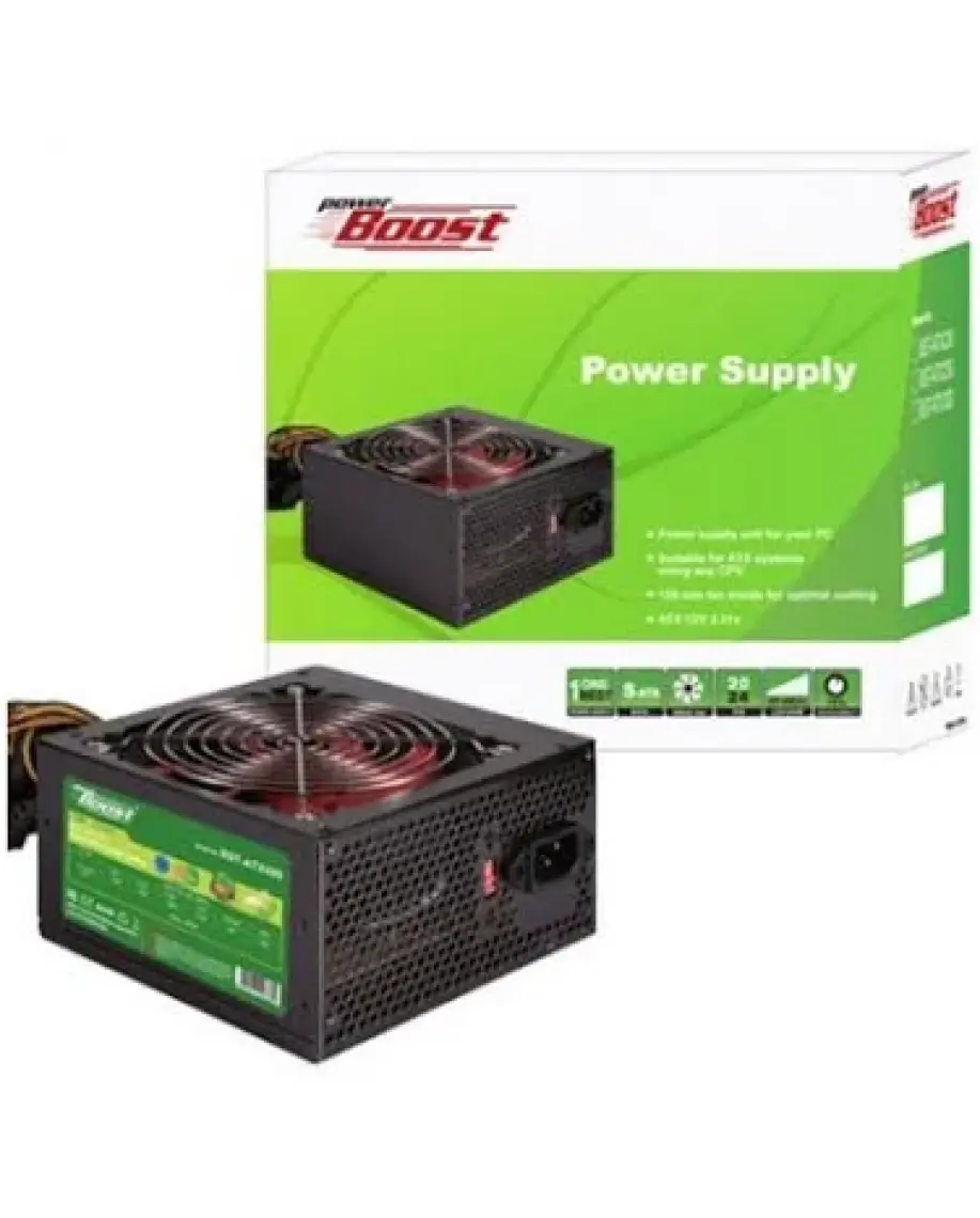 PowerBoost BST-ATX350R 350w, PPFC 12cm Kırmızı Fanlı ATX PSU (Retail Box)
