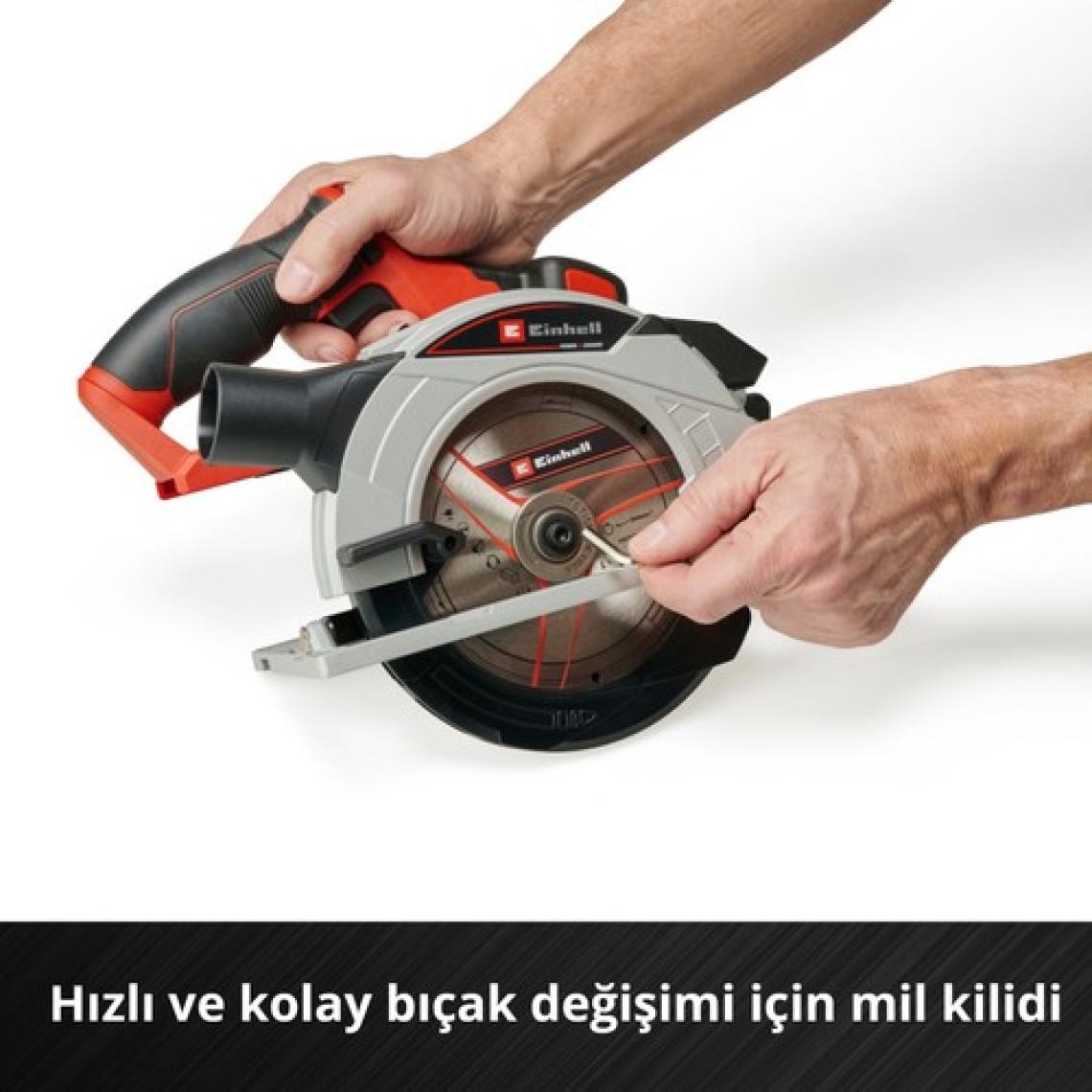Einhell Akülü Daire Testere TE-CS 18/165-1 Li-Solo Power X-Change (18 V, Li-Ion, Ø165 x Ø20 mm Testere Bıçağı, Aletsiz Kesim Derinliği ve Açı Ayarı, Akü ve Şarj Cihazı Dahil Değildir) - 4331207