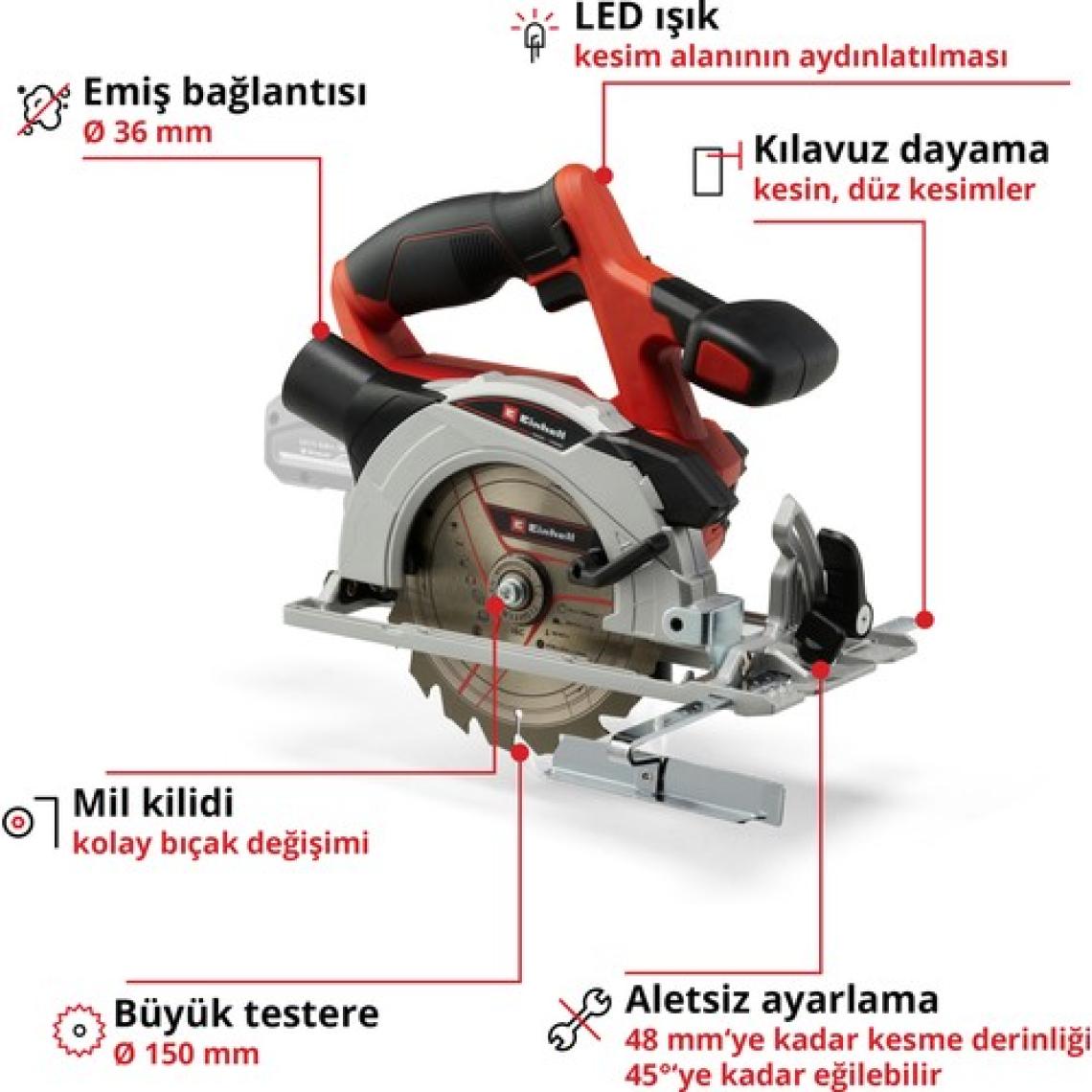 Einhell TE-CS 18/150 Li - Solo, Akülü Daire Testere (Akü ve şarj cihazı dahil değildir)
