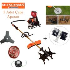 Mitsuyama Japon Toprak Çapalama Makinesi + Sırt Tırpan (2 Adet Çapa Aparatı)