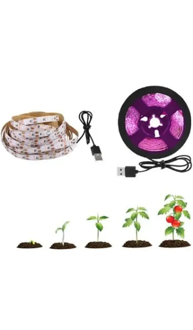 Profisher Tam Spektrum Bitki Büyütme Şerit Işık 5V USB Uç 2 m Dış Mekan