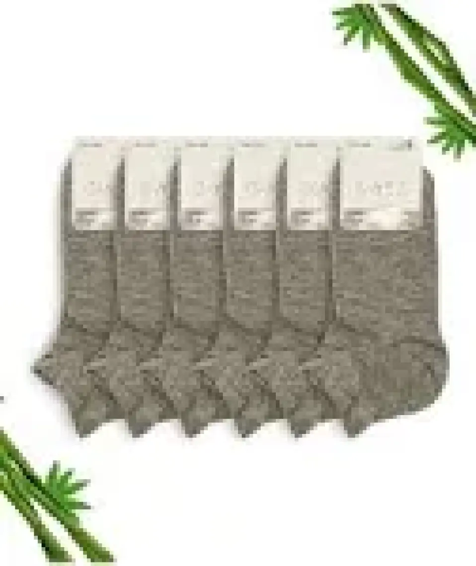 Dayco Gri Melanj Dikişsiz Premium Erkek  Bambu Patik Çorap 6'lı Set