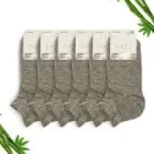 Dayco Gri Melanj Dikişsiz Premium Erkek  Bambu Patik Çorap 6'lı Set