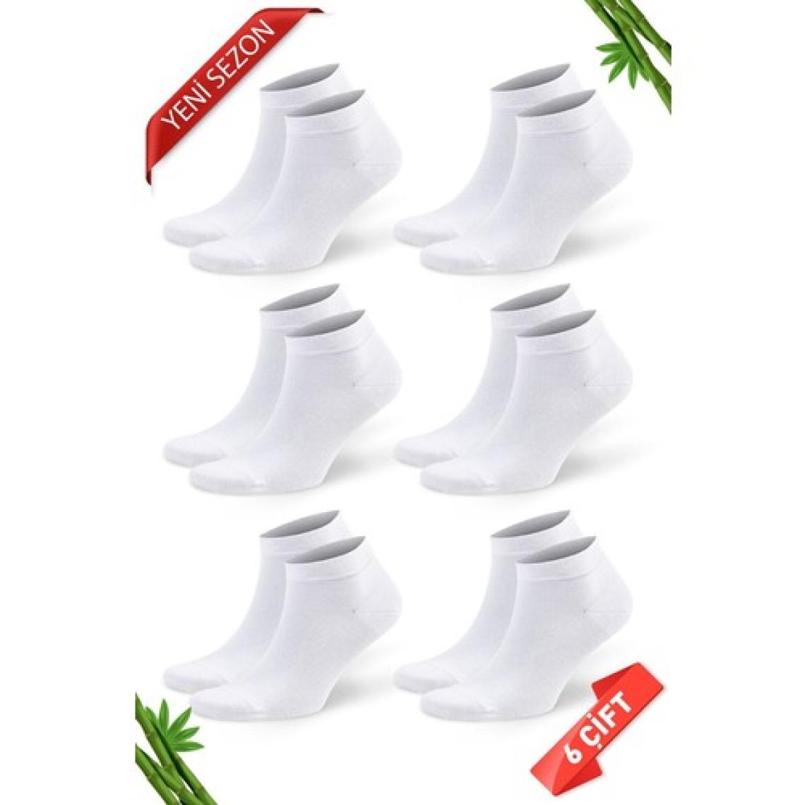 Dayco Beyaz Erkek Bambu Patik Çorap 6'lı Set 38- 40