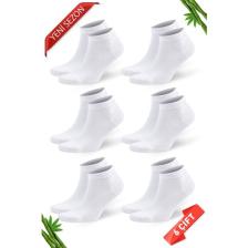 Dayco Beyaz Erkek Bambu Patik Çorap 6'lı Set 38- 40
