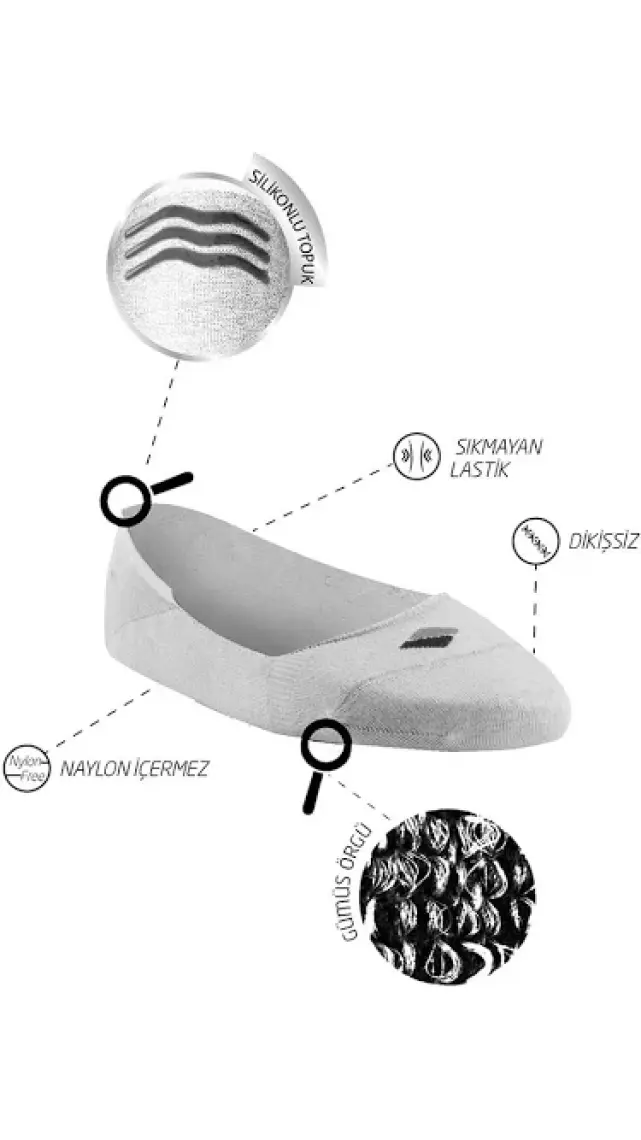 Bonny Silver Koku Yapmayan Babet Erkek Füme Gümüş Çorap