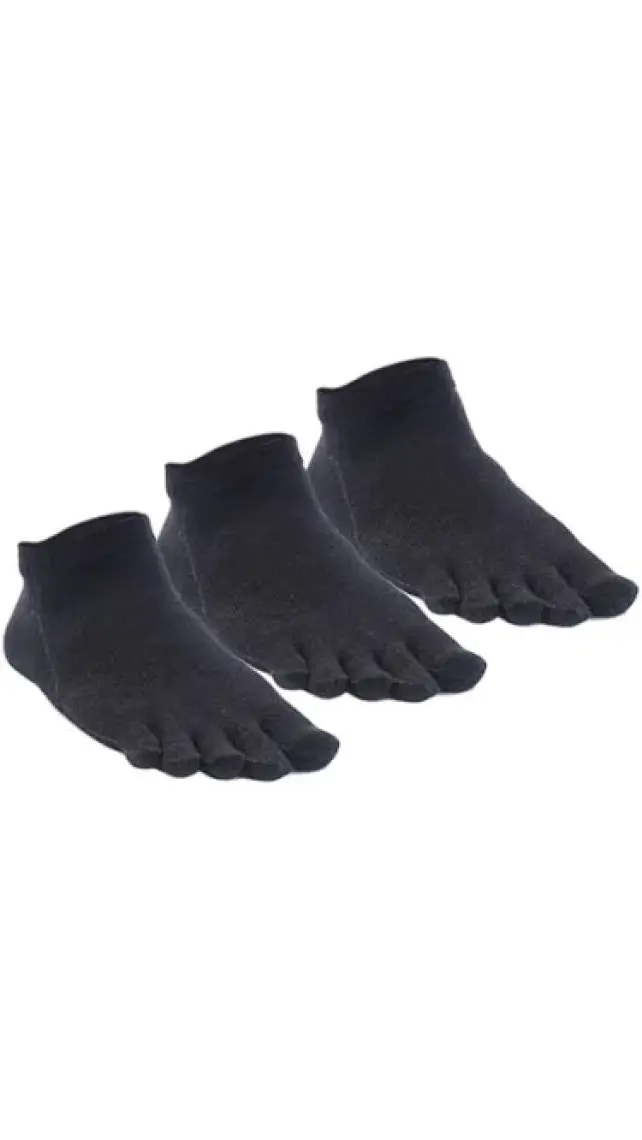 Bonny Silver Mantar Önleyici Parmaklı Patik Erkek Siyah Gümüş Çorap 3'lü Paket