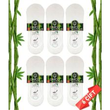 Dayco Premium Erkek Beyaz Babet Bambu  Çorap 6'lı Set