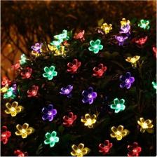 Çiçek Desenli Rgb Solar Aydınlatma, 30 Led, Bahçe Renkli Işık, 5 Metre