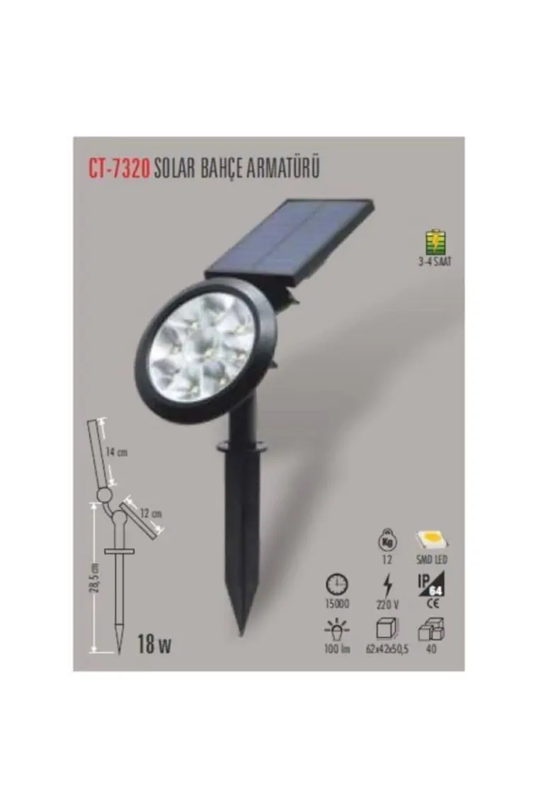Cata CT-7320 18W Amber Solar Kazıklı Çim Armatürü