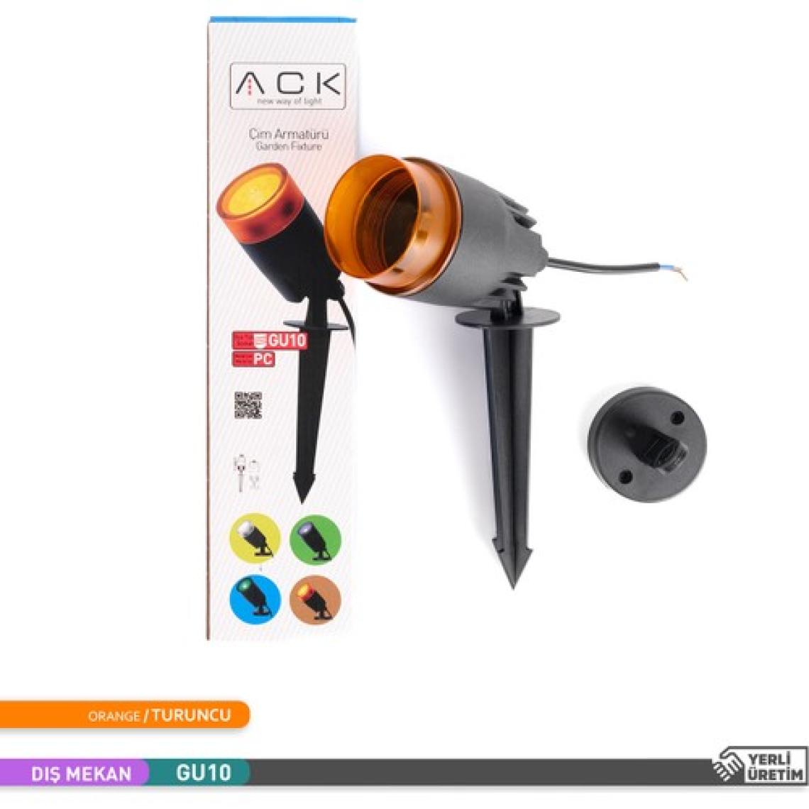 Ack Turuncu Renk Pc Kazıklı Çim Armatürü GU10 Duy'lu