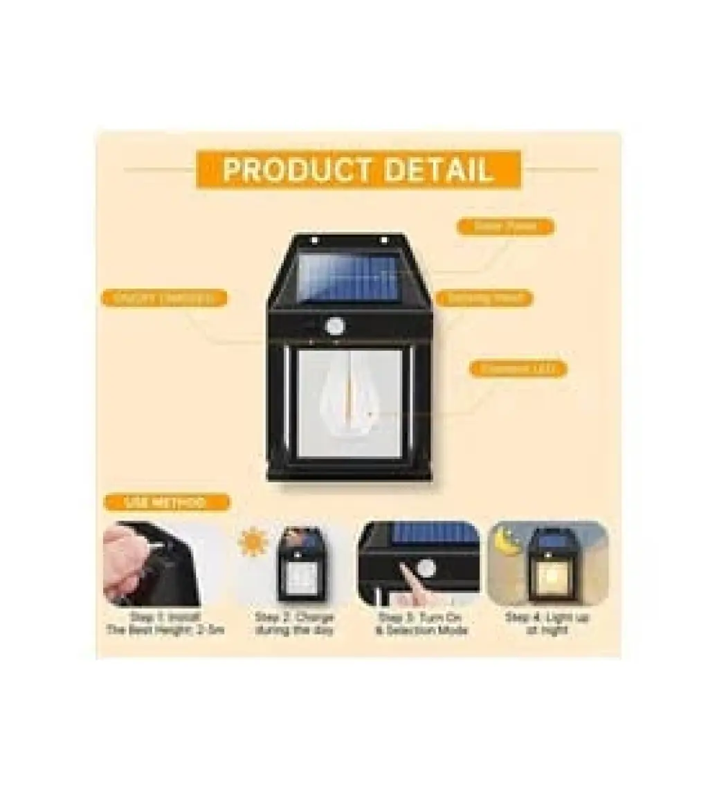 Hediye Filesi Güneş Enerjili Bahçe LED Ampul Hareket Sensörlü Bahçe LED  Su Geçirmez 3 Mod'lu Solar LED