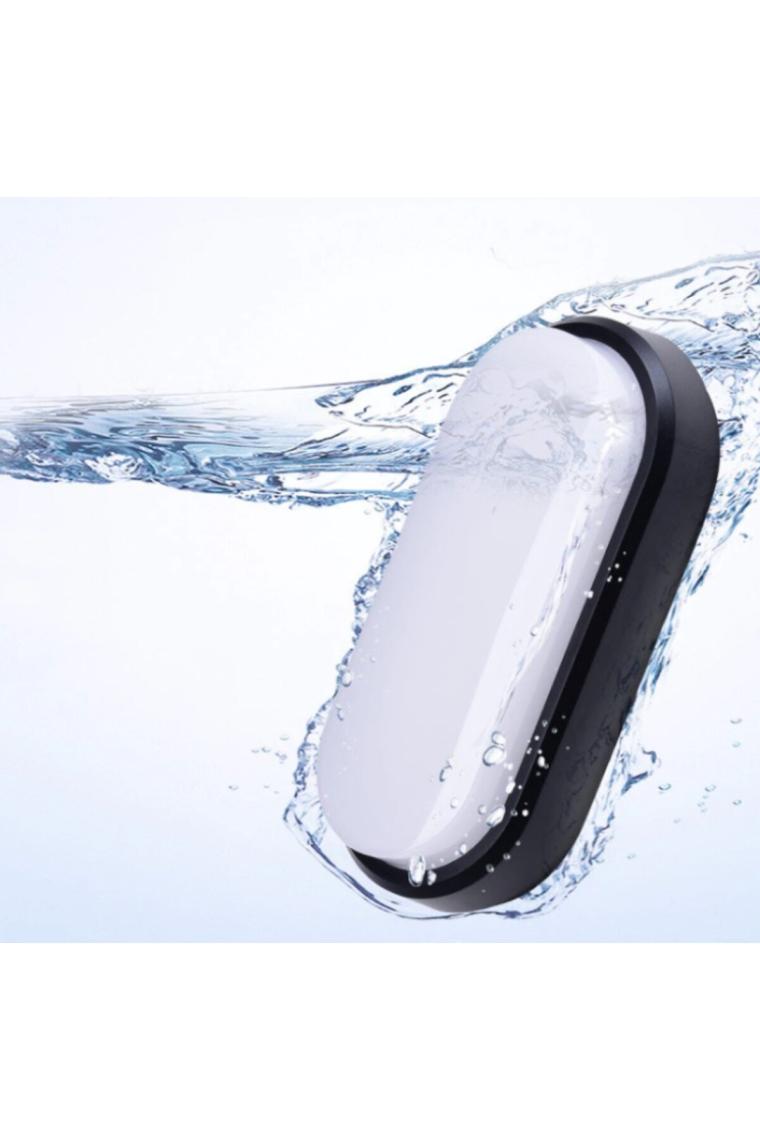 RRULTECH Su ve Nem Geçirmez 20W Siyah Kasa Beyaz Işık 6400K Oval Banyo Balkon Iç ve Dış Mekan Aydınlatma