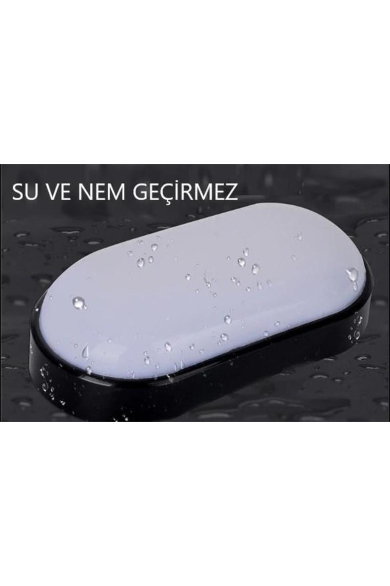 RRULTECH Su ve Nem Geçirmez 20W Siyah Kasa Beyaz Işık 6400K Oval Banyo Balkon Iç ve Dış Mekan Aydınlatma
