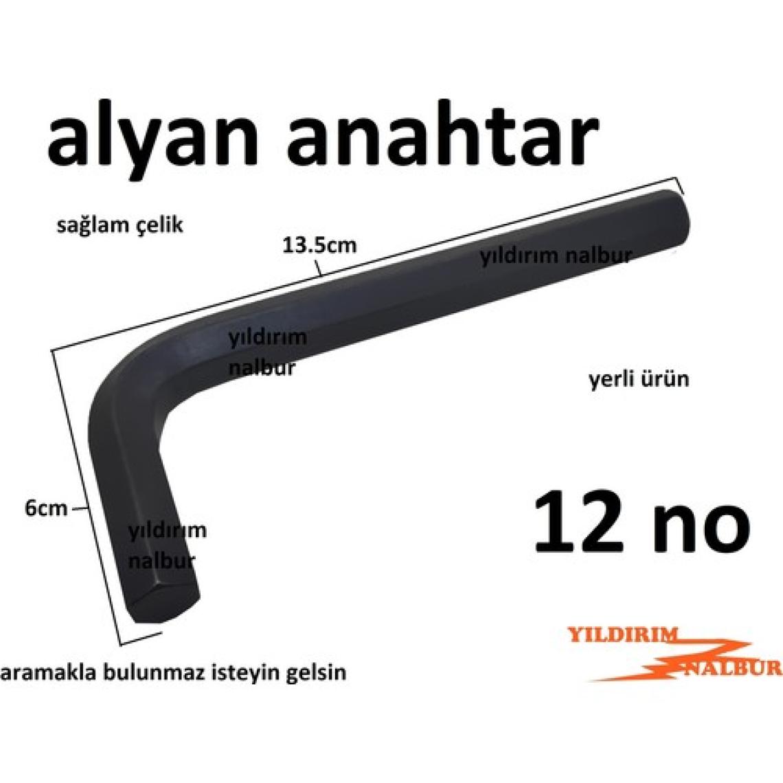 Yıldırım Alyan Anahtar 12 No Cerpa Tek Alyan Çelik 12MM L Alyan