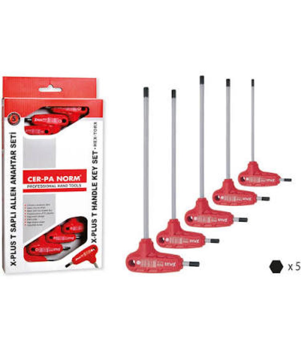 Cer-pa X-Plus T Saplı Alyan Anahtar Takımı 5 Pcs.