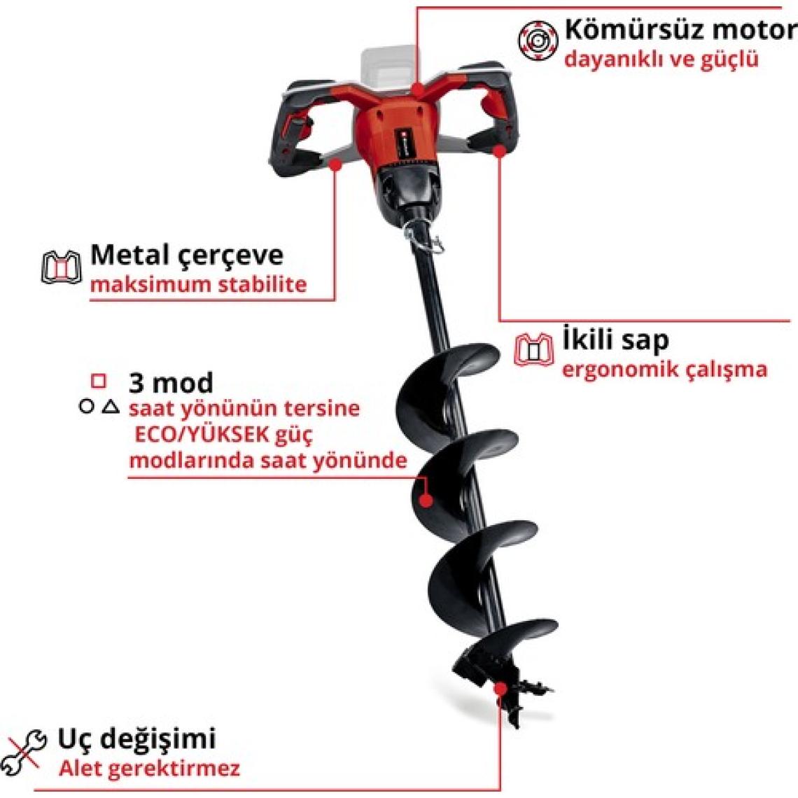 Einhell Professional Akülü Toprak Burgu Makinesi GP-EA 18/150 Li BL-Solo Power X-Change (18 V, Kömürsüz, Ø 150 mm Toprak Burgu, 80 cm Delme Derinliği) - 3437000