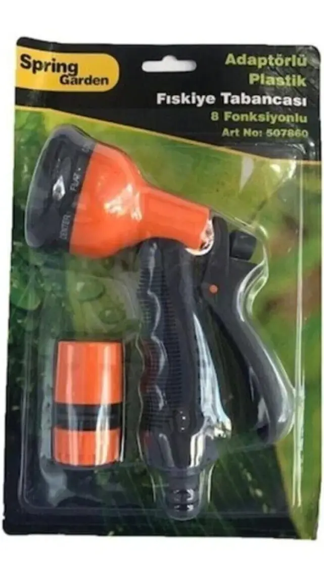 Spring Garden Adaptörlü Plastik Fıskiye Tabancası 8 Fonksiyonlu