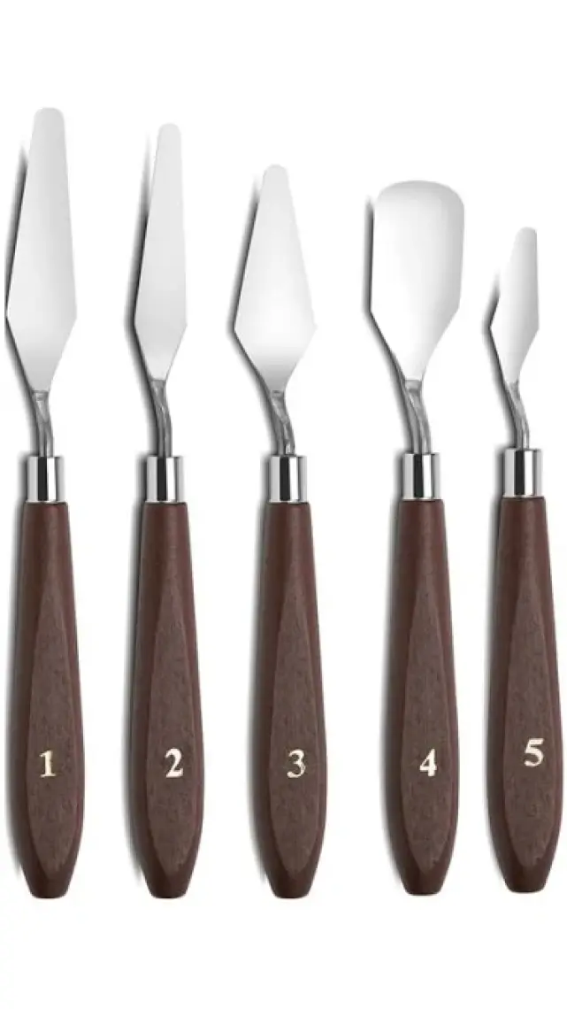 Ceo Art Ceoart 5'li Boyalı Ahşap Sap Metal Spatula Seti SN0004