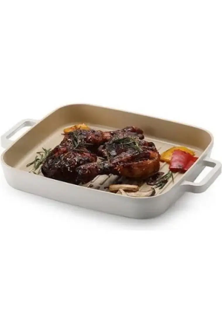 Neoflam Fika Alüminyum Döküm Dikdörtgen Izgara Tava 28 cm. Metal Kulplu