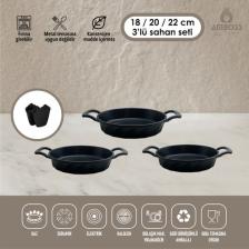 Amboss 3 Parça Kuvars Döküm Sahan Set