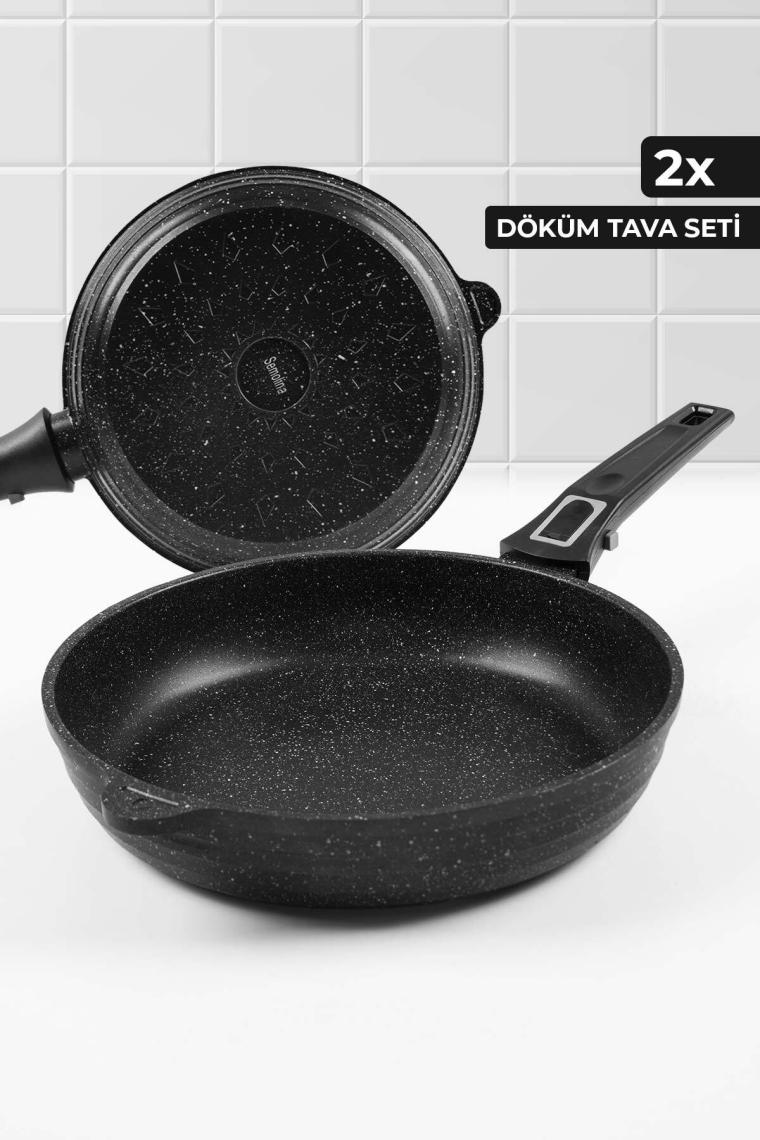 Pikas  Tak Çıkar Saplı 2 Parça Tava Seti, Döküm Tava Seti