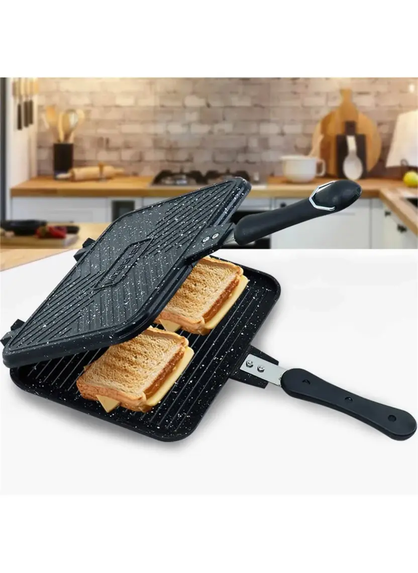 Meşeler Ocak Üstü Granit Döküm  El Tost ve Çok Amaçlı Grill Tava 26 cm