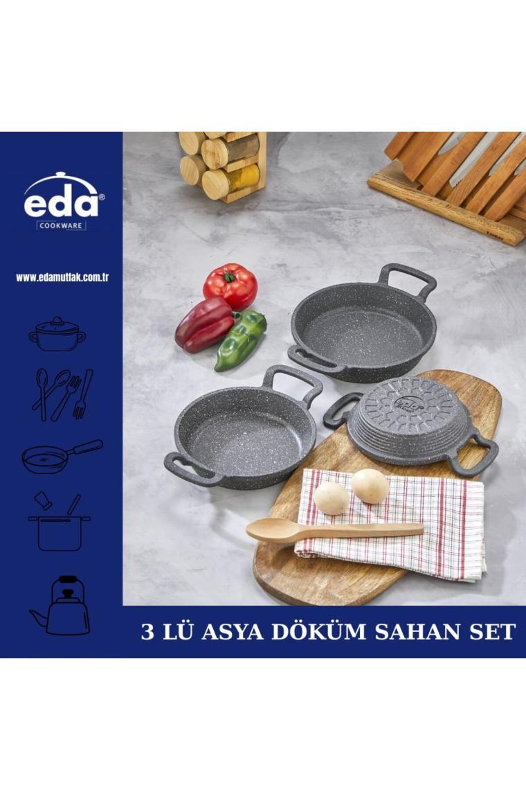 Eda Döküm Granit 3lü Kapaksız Sahan Seti 16-18-20 cm
